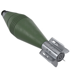 3d rendering illustration of a mortar shell round