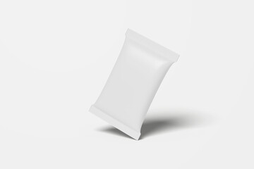 White Empty Food packaging Snack Sachet Bag 3D Illustration