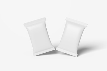 White Empty Food packaging Snack Sachet Bag 3D Illustration