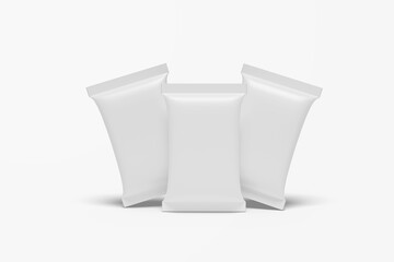 White Empty Food packaging Snack Sachet Bag 3D Illustration