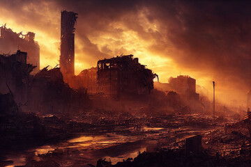 Fototapeta premium ruins of apocalyptic city