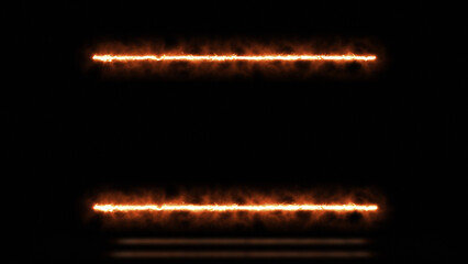 Naklejka premium Glowing fire lines on black background
