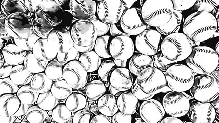many old baseball balls illustration