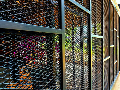 Fence Of Iron Bars For Room Dividers Retro Modern Style Interiors. Retro Steel Gate Background.