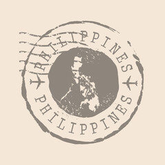 Stamp Postal of  Philippines. Map Silhouette rubber Seal.  Design Retro Travel. Seal of Map Philippines grunge  for your design.  EPS10