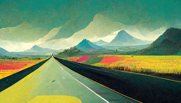 Summer, vacation, family, avant-garde, high-chroma, fine art