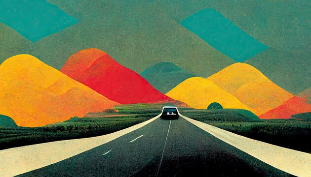 Summer, vacation, family, avant-garde, high-chroma, fine art