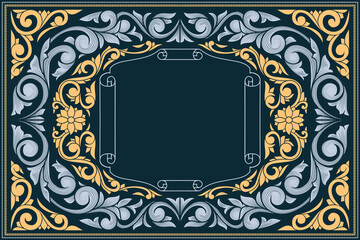 Decorative ornate retro floral blank card