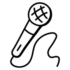 An editable doodle icon of singing mic 