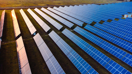Photovoltaic power plants and remote renewable energy solar panels farm