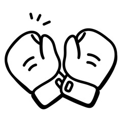 A customizable boxing gloves doodle icon 