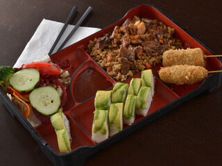 sushi with rice and vegetables