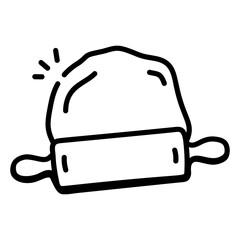 A customizable doodle icon of dough roller  