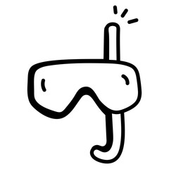 An editable hand drawn icon of snorkelling 