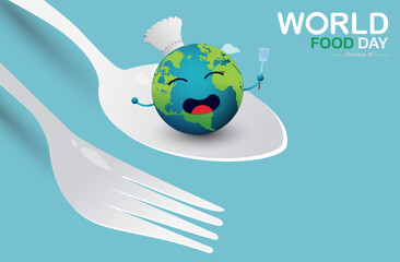 World food day illustration vector., colorful food background.