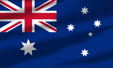 Vector Australia Flag Waving Realistic Flowing Flags