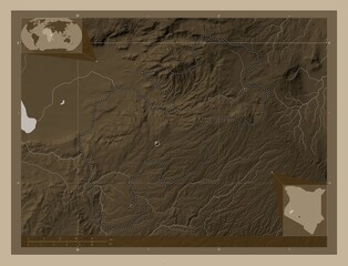Kericho, Kenya. Sepia. Major cities © Yarr65