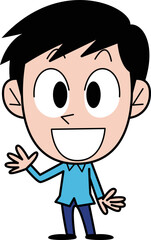 笑顔で手を振る男性