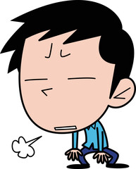 呆れてため息をつく男性