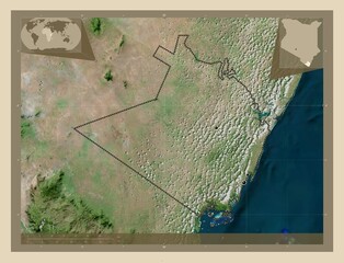 Kwale, Kenya. High-res satellite. Major cities
