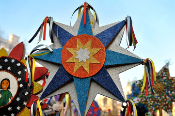 Handmade Christmas star for the nativity scene - a traditional attribute of the Christmas rite of caroling