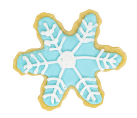 Isolated snowflake holiday decorated sugar cookie
