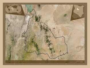 Samburu, Kenya. Low-res satellite. Labelled points of cities