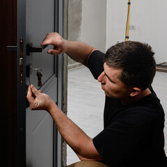 The technique of installing a door lock in an interior door.