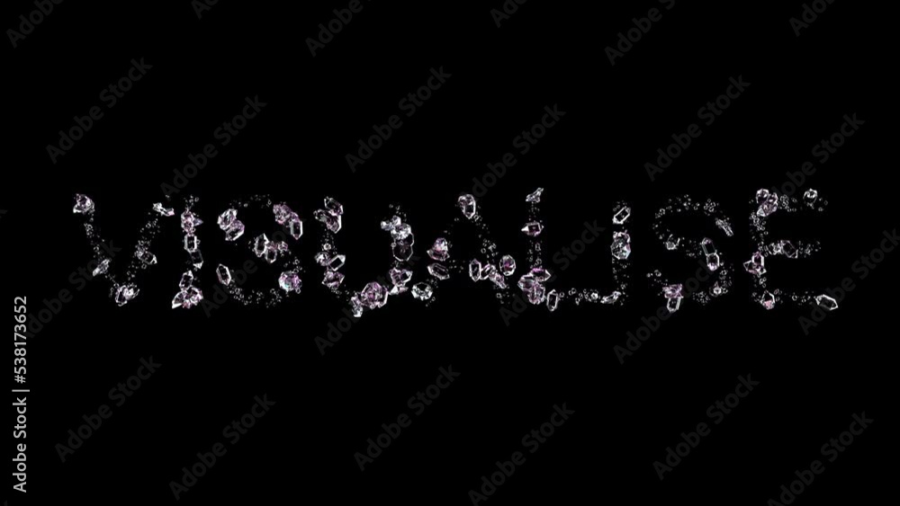 Poster visualize - text made of shining diamonds, isolated - loop video