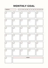 A4_size_Monthly Goal Planner Template | Elegant Minimalist Productivity Planner