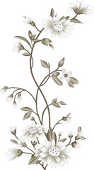 PNG frame of flowers. Vintage floral elements botanical illustration for a wedding card.