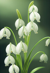 Fototapeta premium hyperreal realistic image lily of the valley in closeup