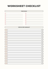 A4_size_Worksheet Checklist Planner Template | Elegant Minimalist Productivity Planner