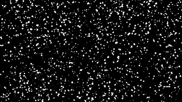 Seamless looping slow motion falling snowflakes on transparent copy space animation background.	