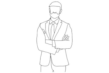 businessman single line drawing outline
