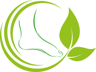 Fuß und Blätter, Fußpflege, Podologie Logo