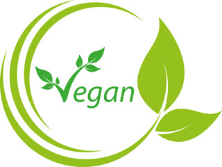 Vegetarisches Symbol mit Blättern, Vegan, Natur Logo