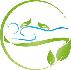 Person, Mensch und Hände, Massage, Orthopädie und Chiropraktiker Logo