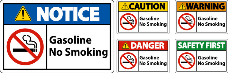 Gasoline No Smoking Sign On White Background