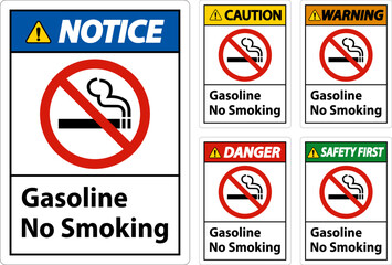 Gasoline No Smoking Sign On White Background