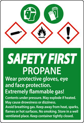 Safety First Propane Flammable Gas PPE GHS Sign