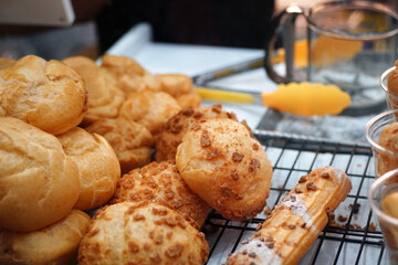 Freshly baked homemade bread on the grill.  
