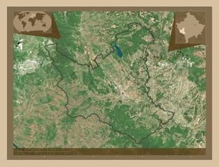 Gjakova, Kosovo. Low-res satellite. Major cities