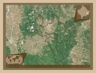 Gjilan, Kosovo. Low-res satellite. Major cities