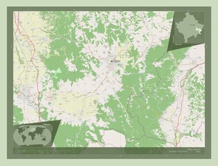 Gjilan, Kosovo. OSM. Labelled points of cities