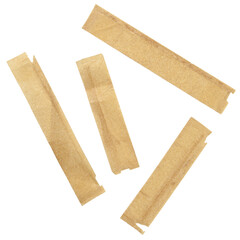 Isolated old dried yellowed grunge tape strips