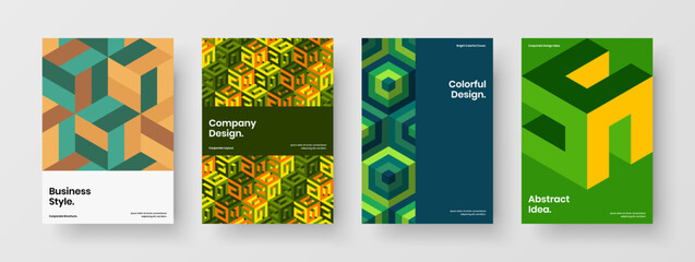 Fototapeta premium Minimalistic geometric pattern poster illustration composition. Creative book cover design vector layout collection.