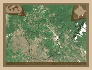 Hani i Elezit, Kosovo. Low-res satellite. Labelled points of cities