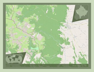 Junik, Kosovo. OSM. Labelled points of cities