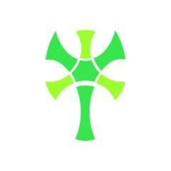 Graphic design of symbols on a green background